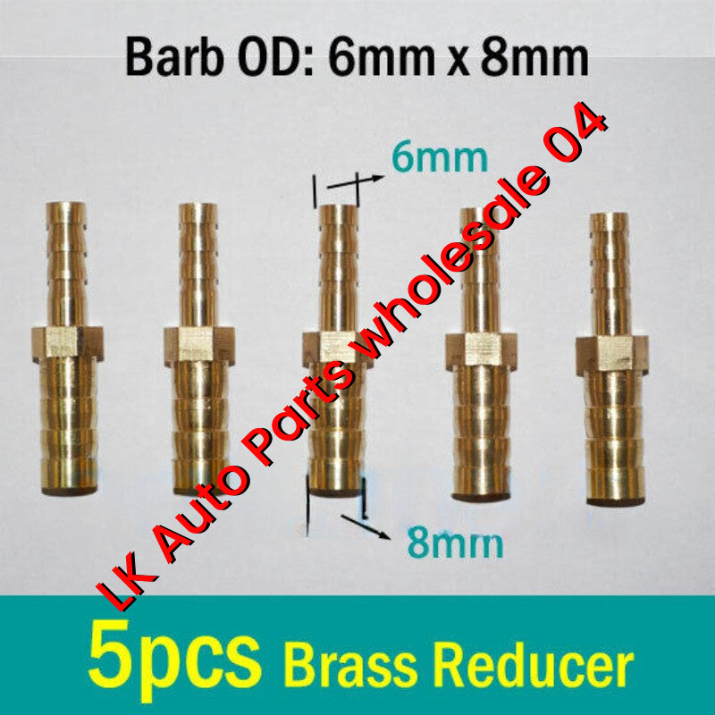 5pc 1/4 x 5/16 (6mm to 8mm) Brass Reducer Fitting Hose Barb Connector Adapter Q
