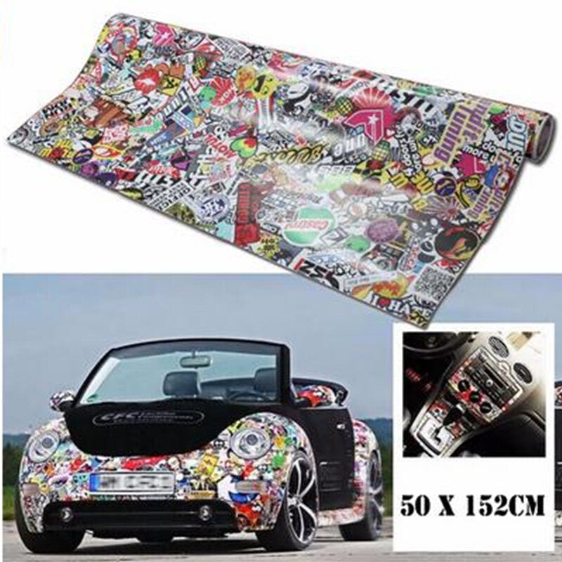 Cartoon Graffiti Graphics Style Car Body Sticker Decor DIY Bomb Wrap Sheet Decal