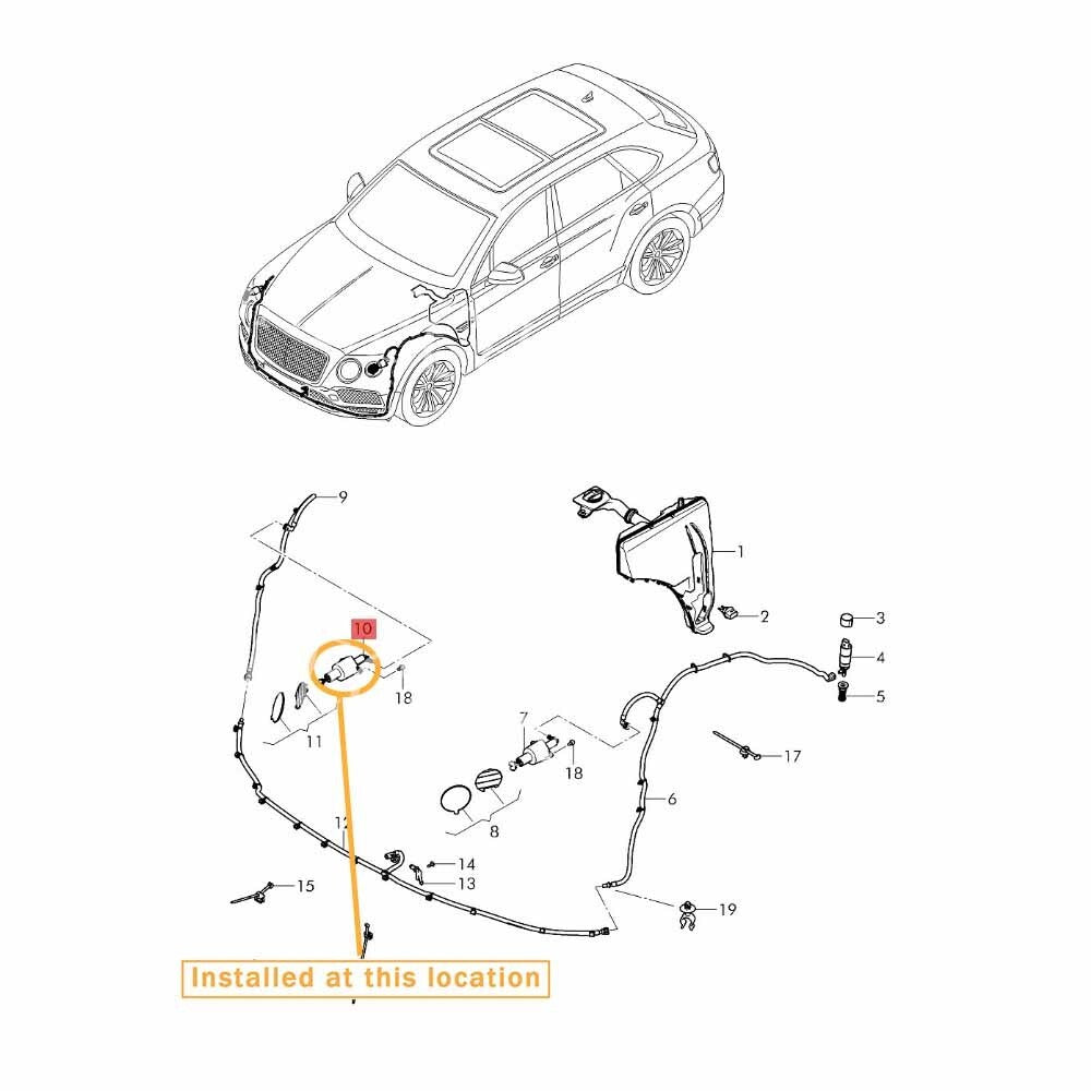 Suitable for Bentley for Bentayga right front headlight washer nozzle P/N 36A955102B
