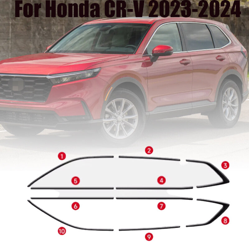 Glossy Black for Honda CR-V 23-24 Car Window Sill Molding Strip Cover Trim 10PCS