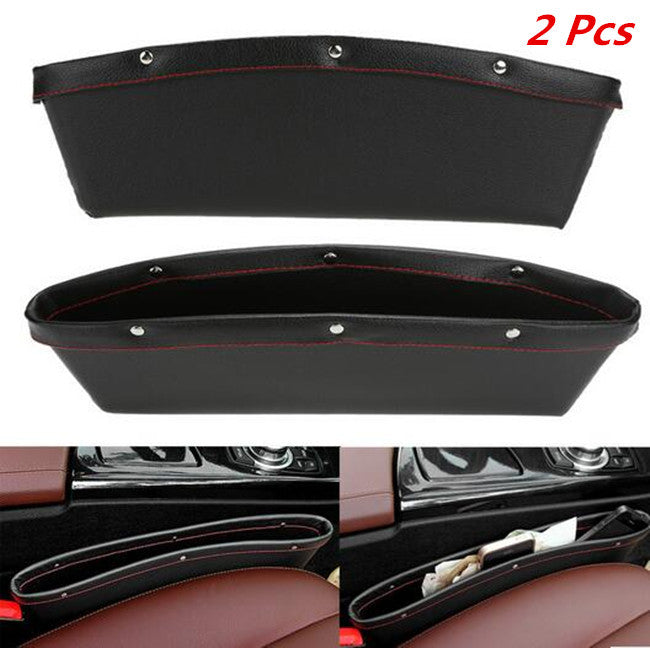 2Pcs Catch Catcher Box Caddy PU Leather Car for Seat Slit Pocket Storage Organizer