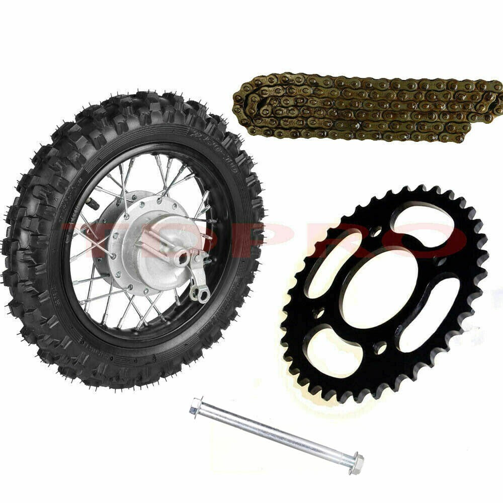 10-inch rear wheel, 2.50-10 tire, rim, sprocket, axle, for mini pit bike, CRF50 cooler, DRZ70