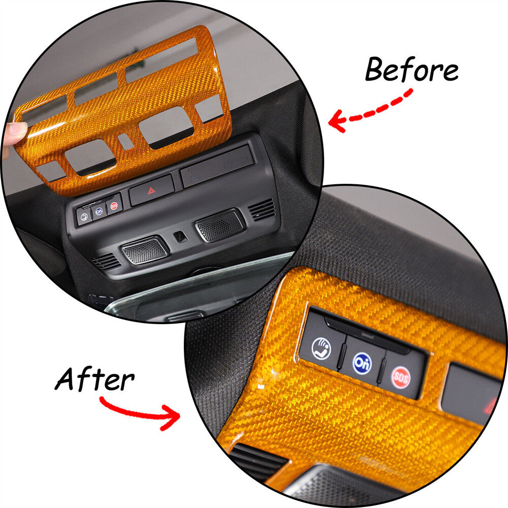for Chevrolet for Corvette C8 2020+Yellow Carbon Fiber Reading Light Lamp Panel Trim