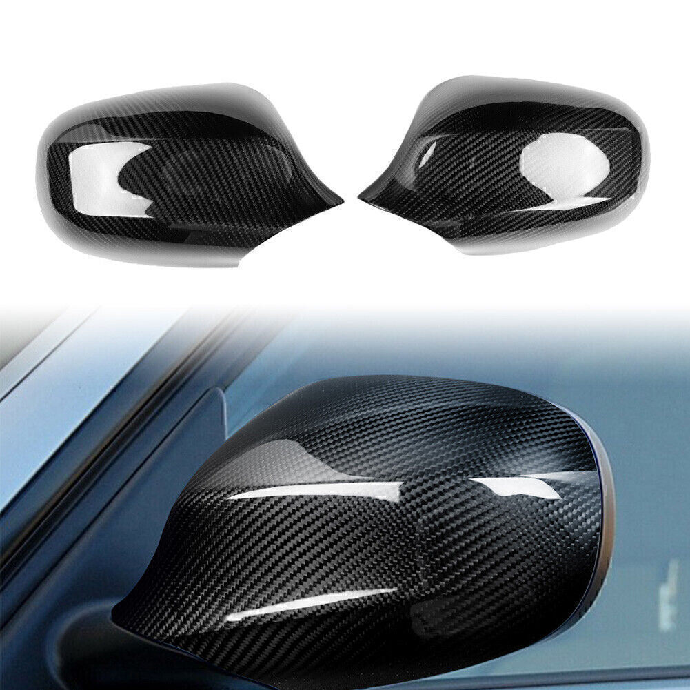 Black carbon fiber side mirror cap trim for BMW E90 E91 3 Series 2005 - 2012