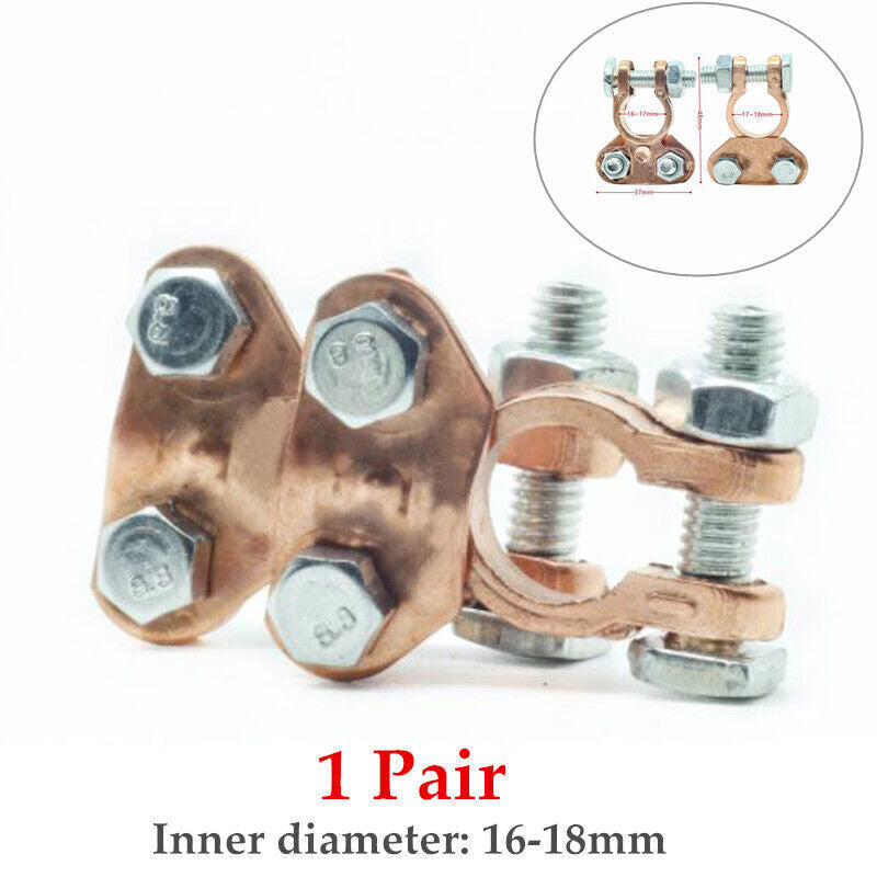 1 Pair 16-18mm Car Battery Clamp Terminal Connector Copper Pile Head Durable v