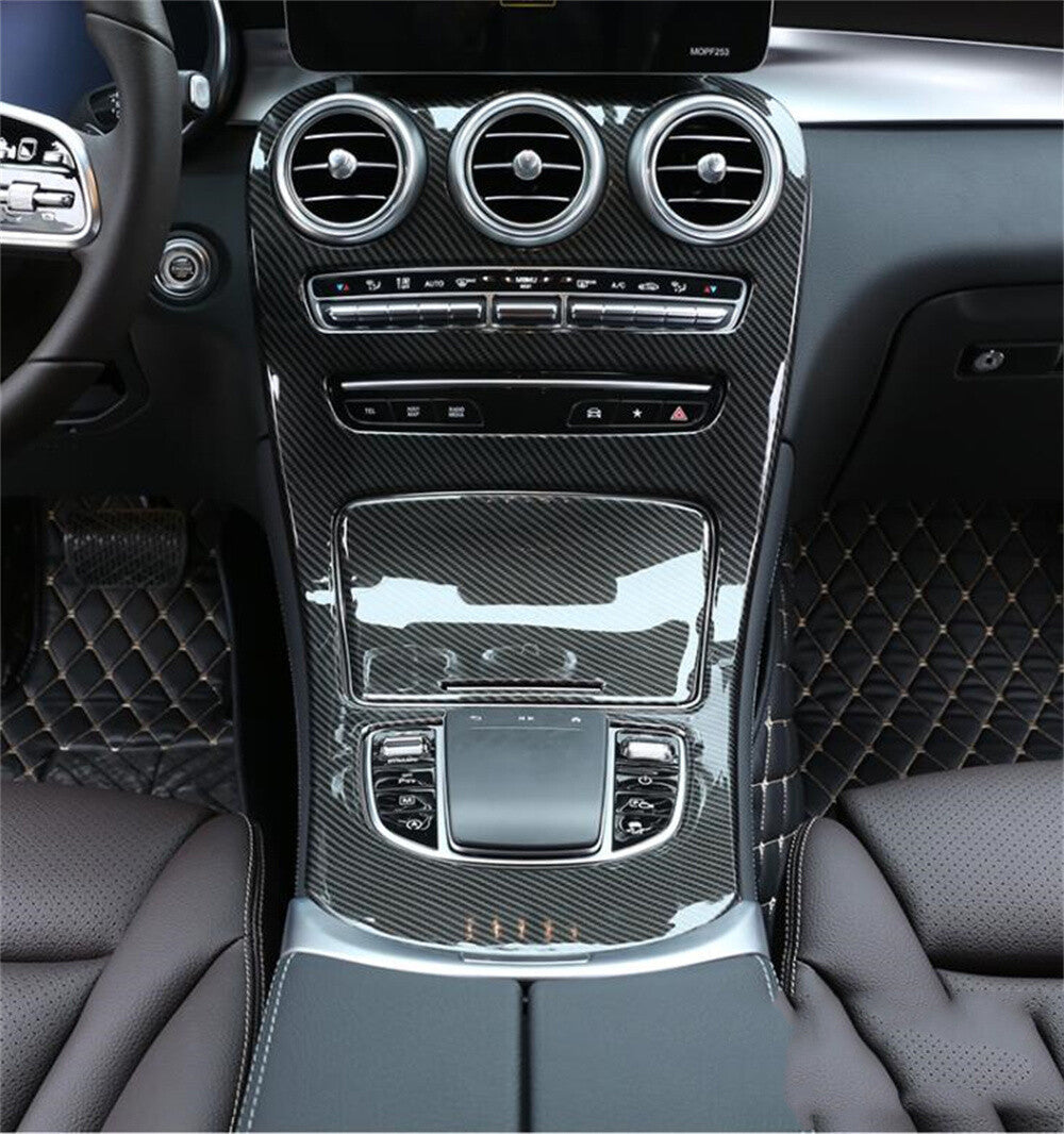 for Benz C GLC Class W205 X253 2020+ Carbon ABS Central Console Gear Panel Cover