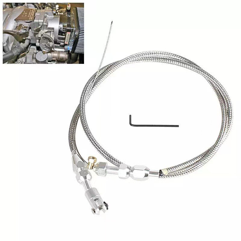 Universal 36-inch long SUV throttle cable braided stainless steel adjustable kit - n
