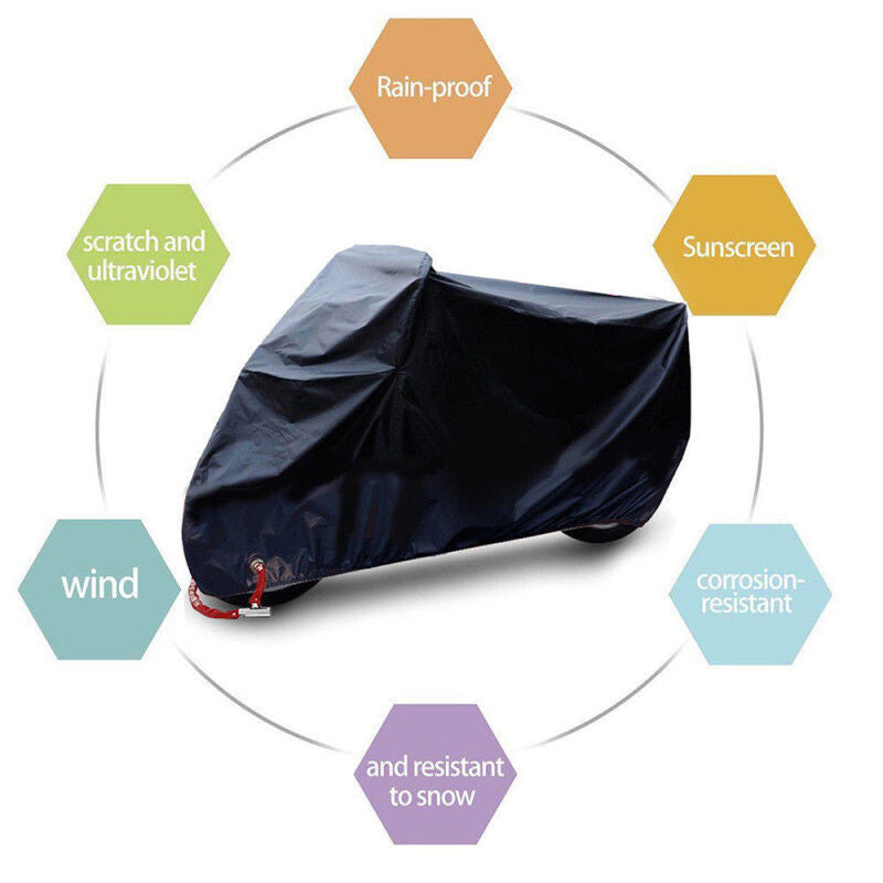 Full Black Motorcycle Scooter Waterproof UV Dust Protector Rain Cover Parts v