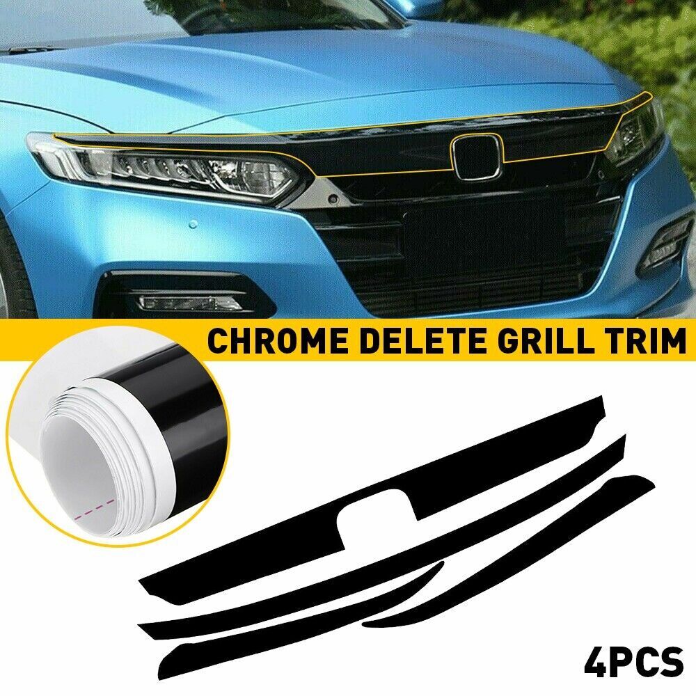 4x Chrome Delete Blackout Overlay for 2018-2020 for Honda Accord Front Grill Trim