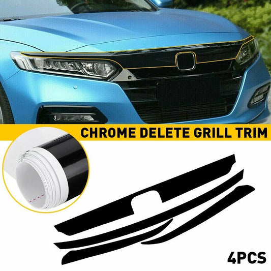 4x Chrome Delete Blackout Overlay for 2018-2020 for Honda Accord Front Grill Trim