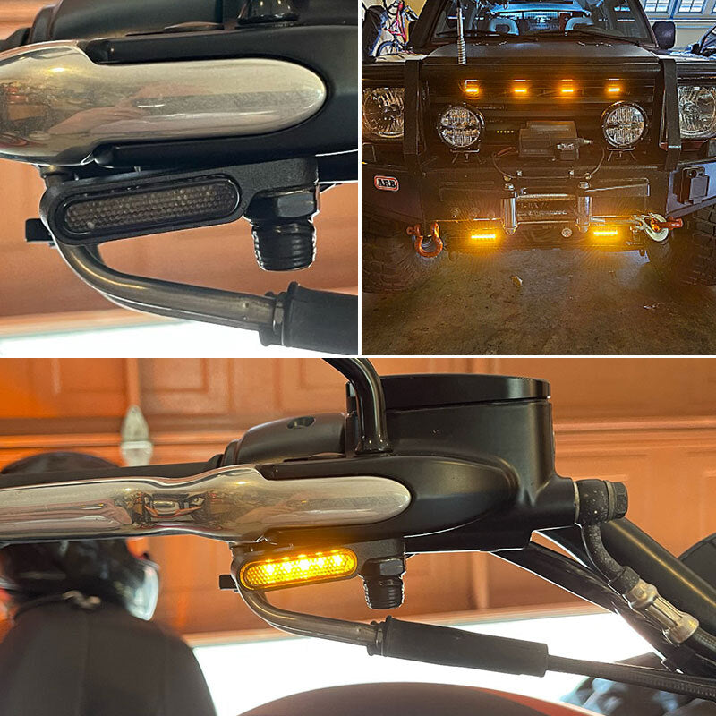 4X Sequential Flowing Motorcycle LED Turn Signal Light Blinker Amber+White 8mm
