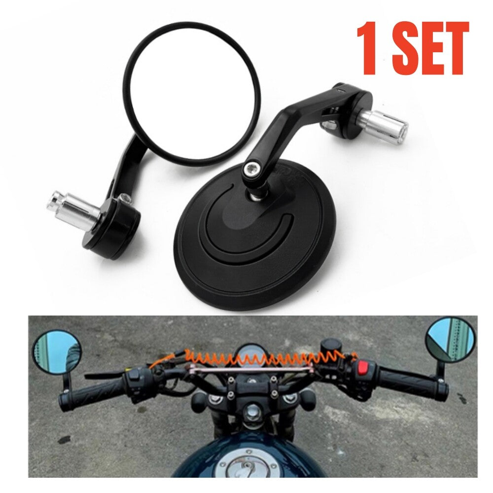 Aluminum retro round motorcycle side mirrors suitable for 7/8 handlebar bar coffee racing - n