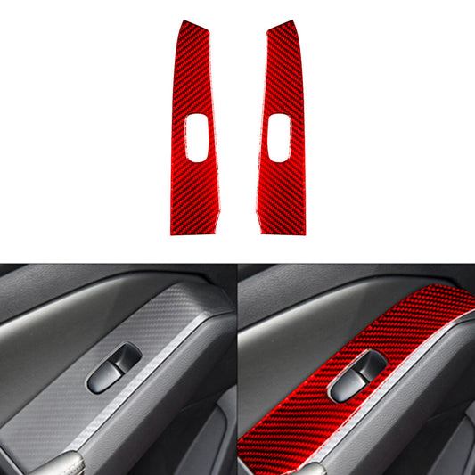 Red Carbon Fiber Rear Door Window Control Cover Trim for Nissan Altima 2019-2022