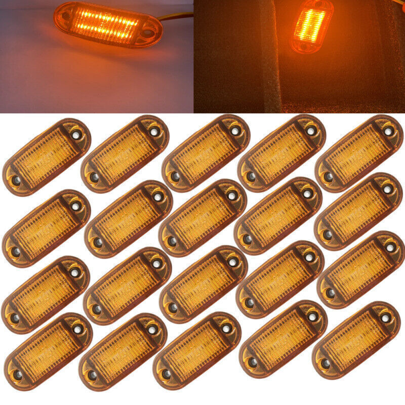 LED Side Marker Light Amber Lamp 12V 24V Car Truck Van Trailer Boats Side Lights