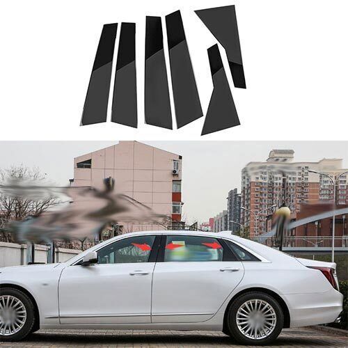 Gloss Black PC Window BC-Pillar Post Decoration Trim for Cadillac CT6 2016-2019
