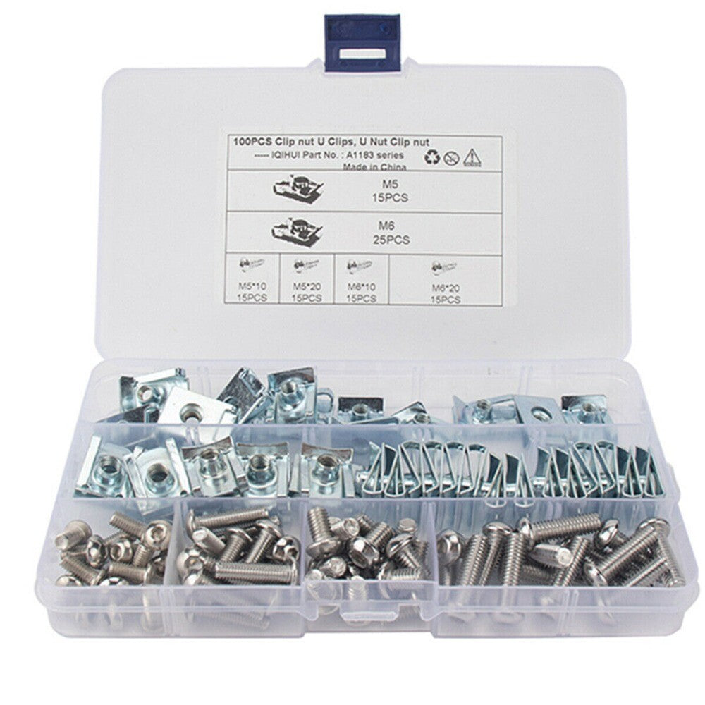 100pcs U-Nut Spring Nuts M5 M6 Clips Fairing Panel Speed Chimney Stainless Steel n