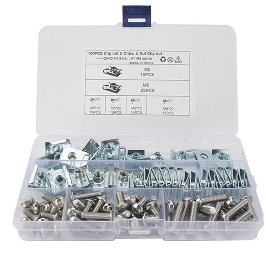 100pcs U-Nut Spring Nuts M5 M6 Clips Fairing Panel Speed Chimney Stainless Steel n