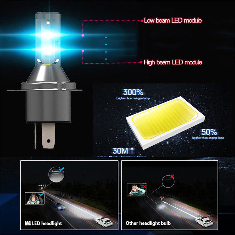 2pcs H4 Car LED Headlights 26000lm 6000k 110W Beam Converter - n