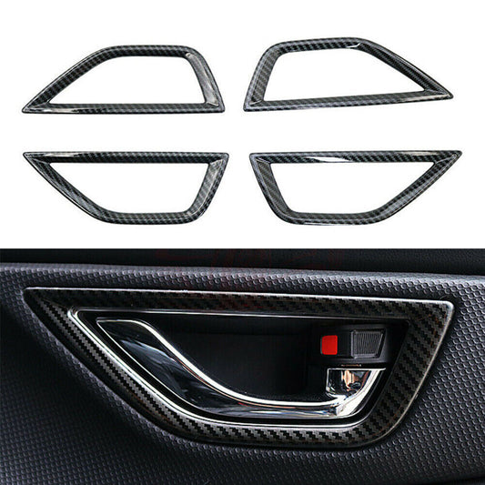 Car Carbon fiber Interior Door Handle Bowl Cover Fits for Subaru Forester SK 2019 20