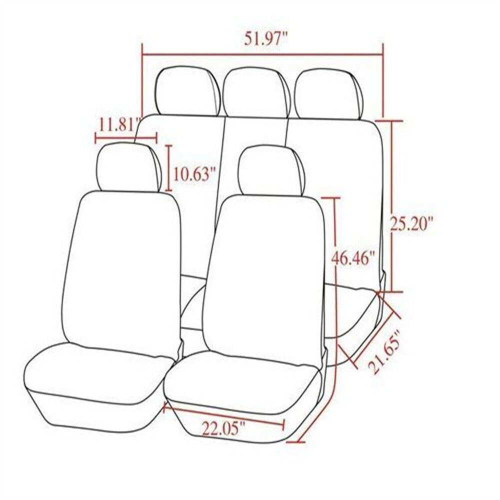 Black+Red Perforated PU Leather FULL SET 5Seat Car for Seat Cover Cushion Front+Rear Q