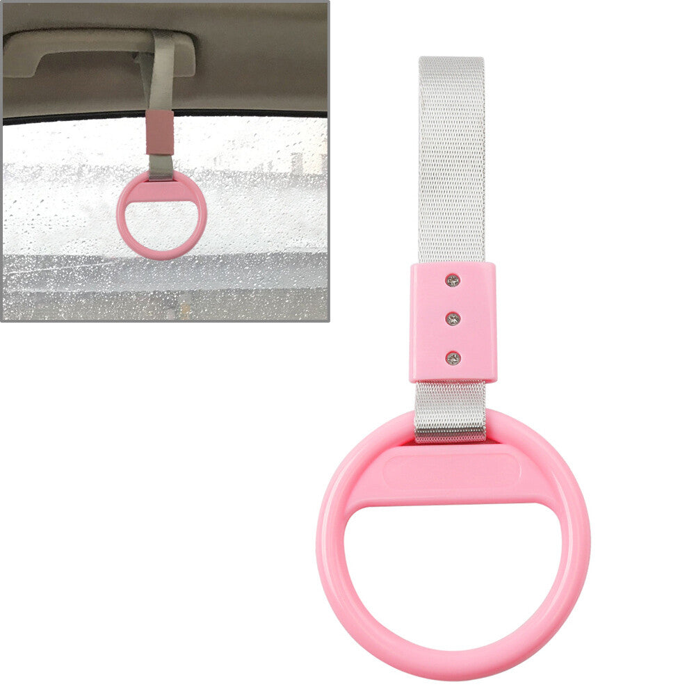 Ring Train Bus Handle Hand Strap Drift Charm Tools Silver belt + Light pink