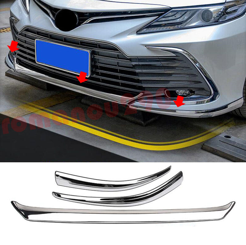 for Toyota for Camry LE XLE 2021-2023 Chrome Steel Front Bumper Cover Trim Kit 3Pcs