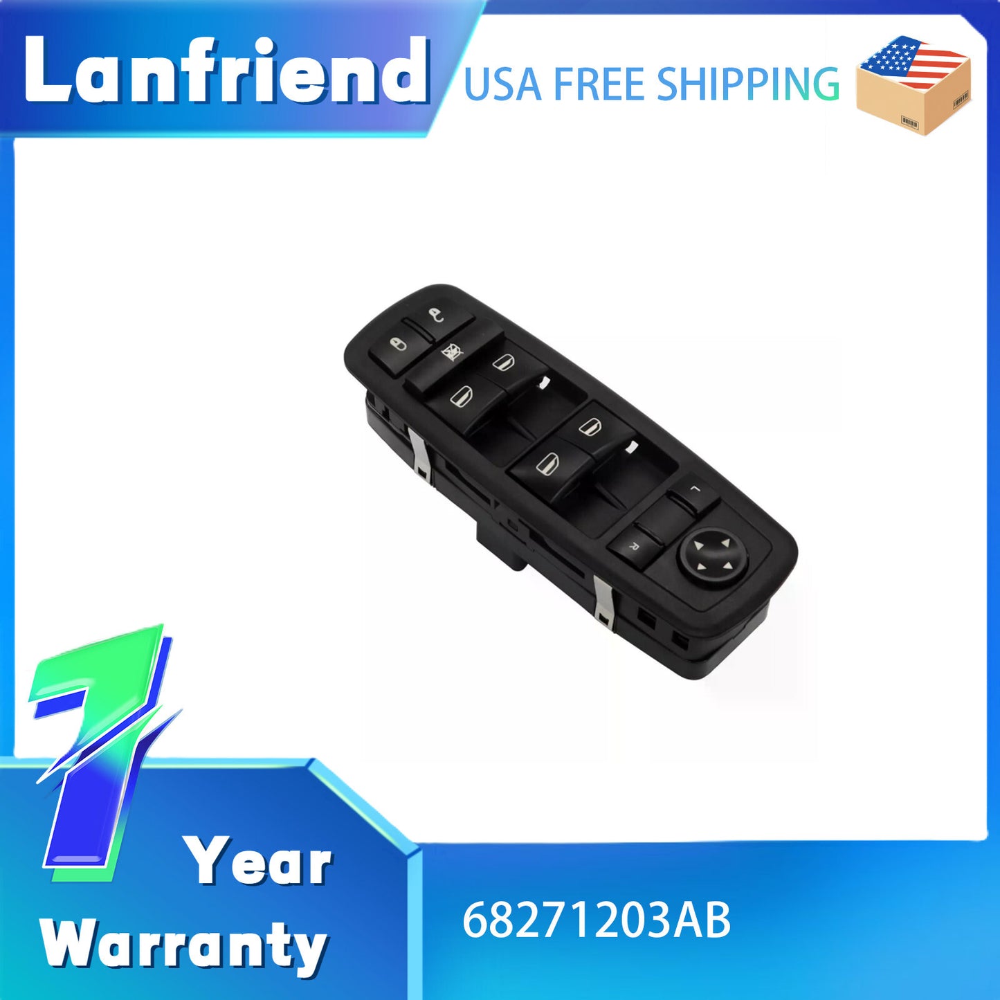 68271203AB Master Window Switch Fit for Jeep Grand Cherokee for Wrangler JL 2018-2023
