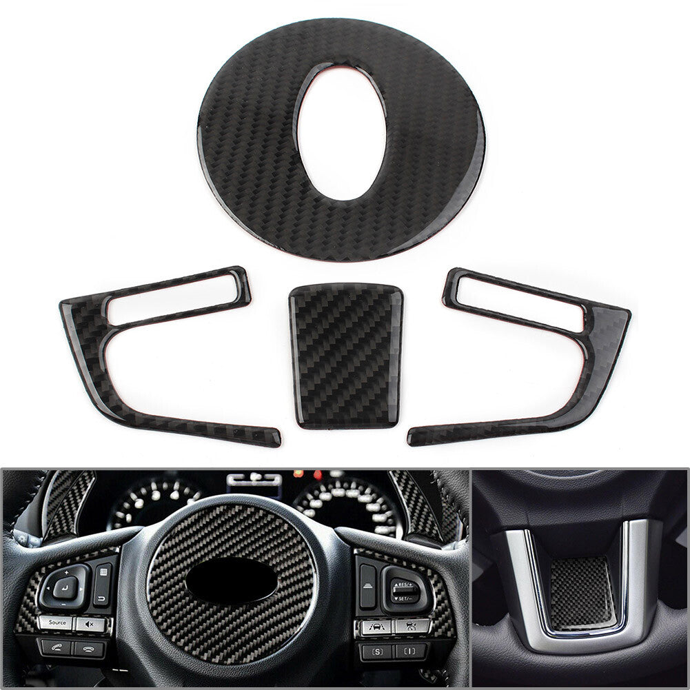 for Subaru Forester 2013-18 14 4x Carbon Fiber Front Steering Wheel Cover Kit