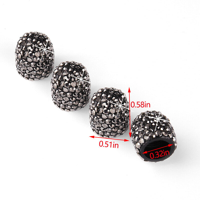 4Pcs Fashion Diamond Bling Car Tyre Tire Wheel Rim Air Valve Stem Cap Bright Blk