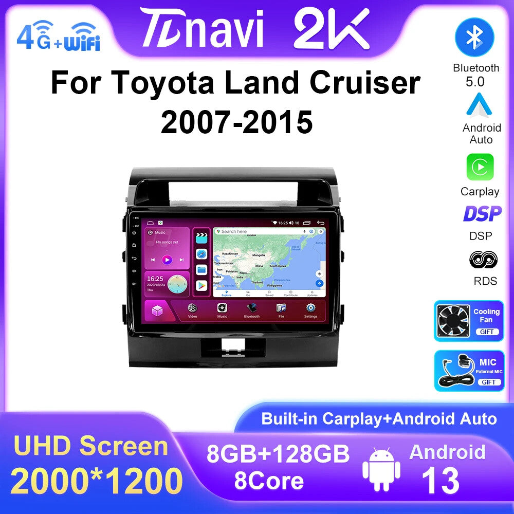 Screen Android for Toyota for Land Cruiser 200 Car Radio Video Player Auto GPS Navi