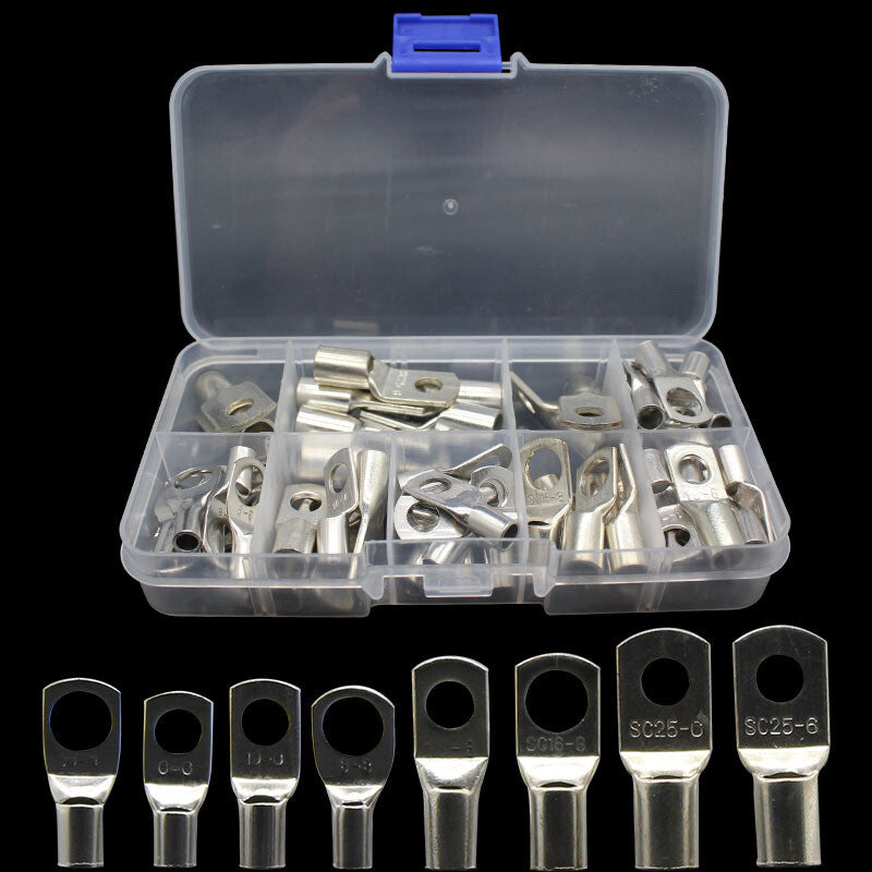 60-piece pack of copper lug battery cable ring connector terminal repair - n