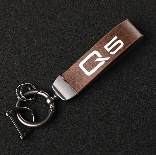 Black leather horseshoe buckle accessory for Volvo S40 car keychain/key ring.