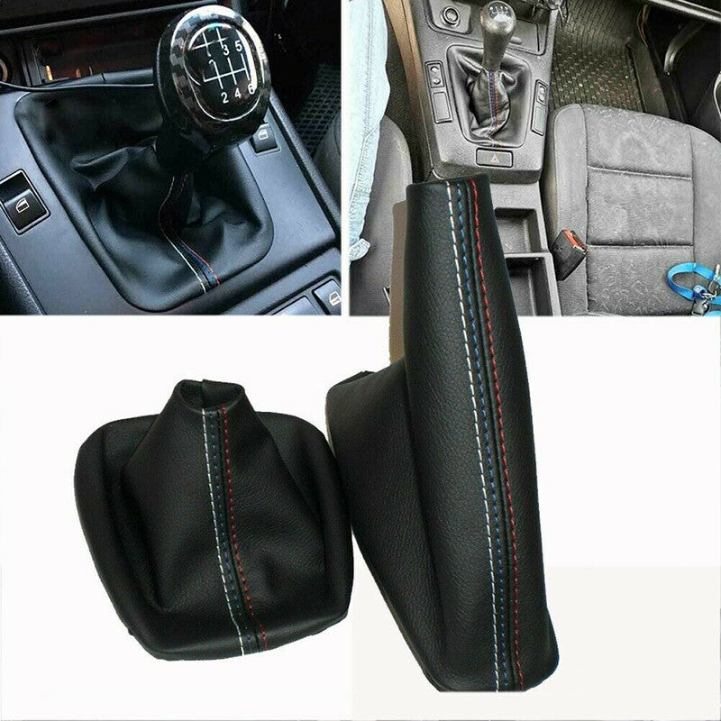 Leather Gear Shift Knob Handbrake Gaiter Boot Cover for BMW E30 E36 E34 E46 Z3 Q