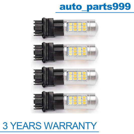 4 White Amber 3157 LED DRL Switch Turn Signal Parking Bulbs for n