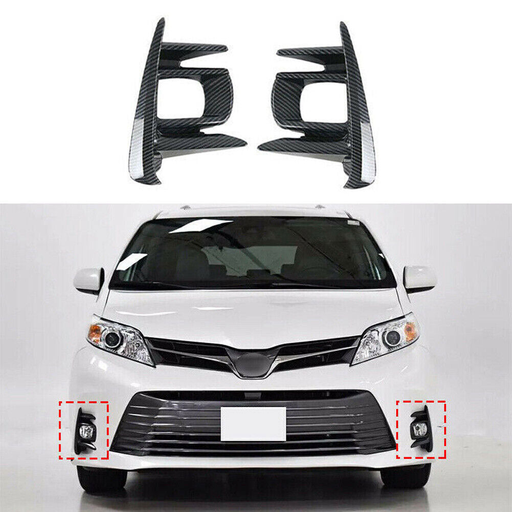 for Toyota for Sienna 18-2020 Carbon fiber Front Fog Light Cover Lamp Moulding Trim
