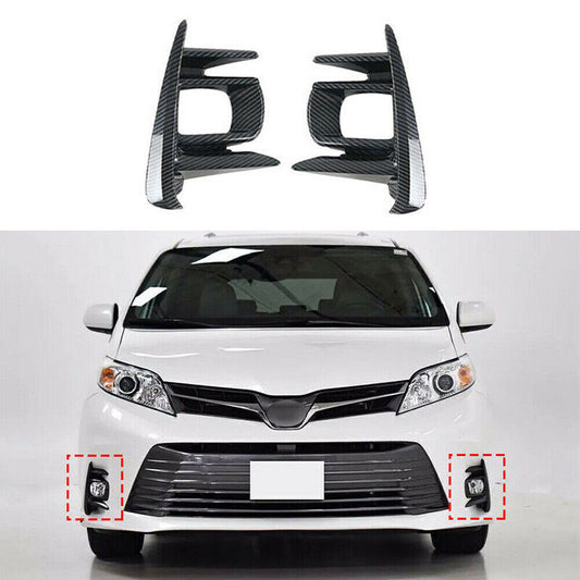for Toyota for Sienna 18-2020 Carbon fiber Front Fog Light Cover Lamp Moulding Trim