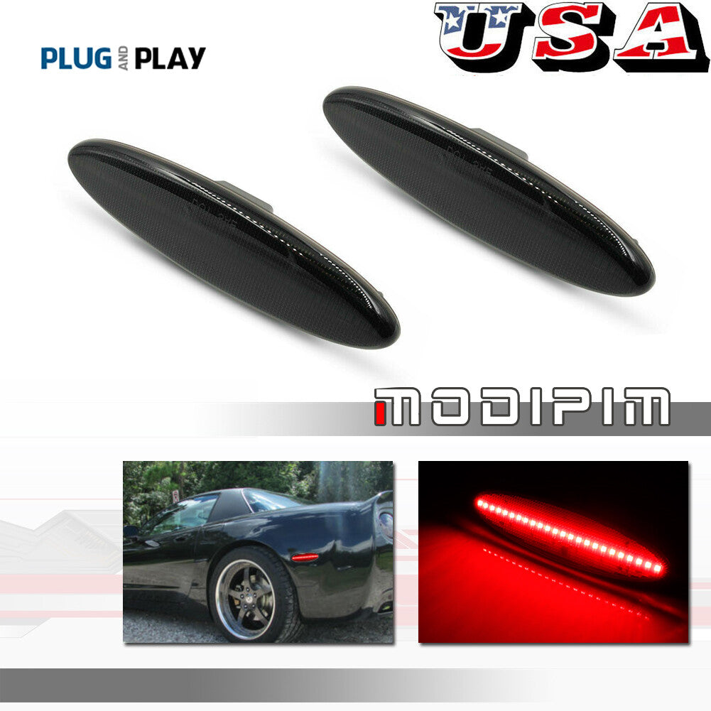 Red LED rear bumper side marker indicator light for 97-04 for Corvette C5- v