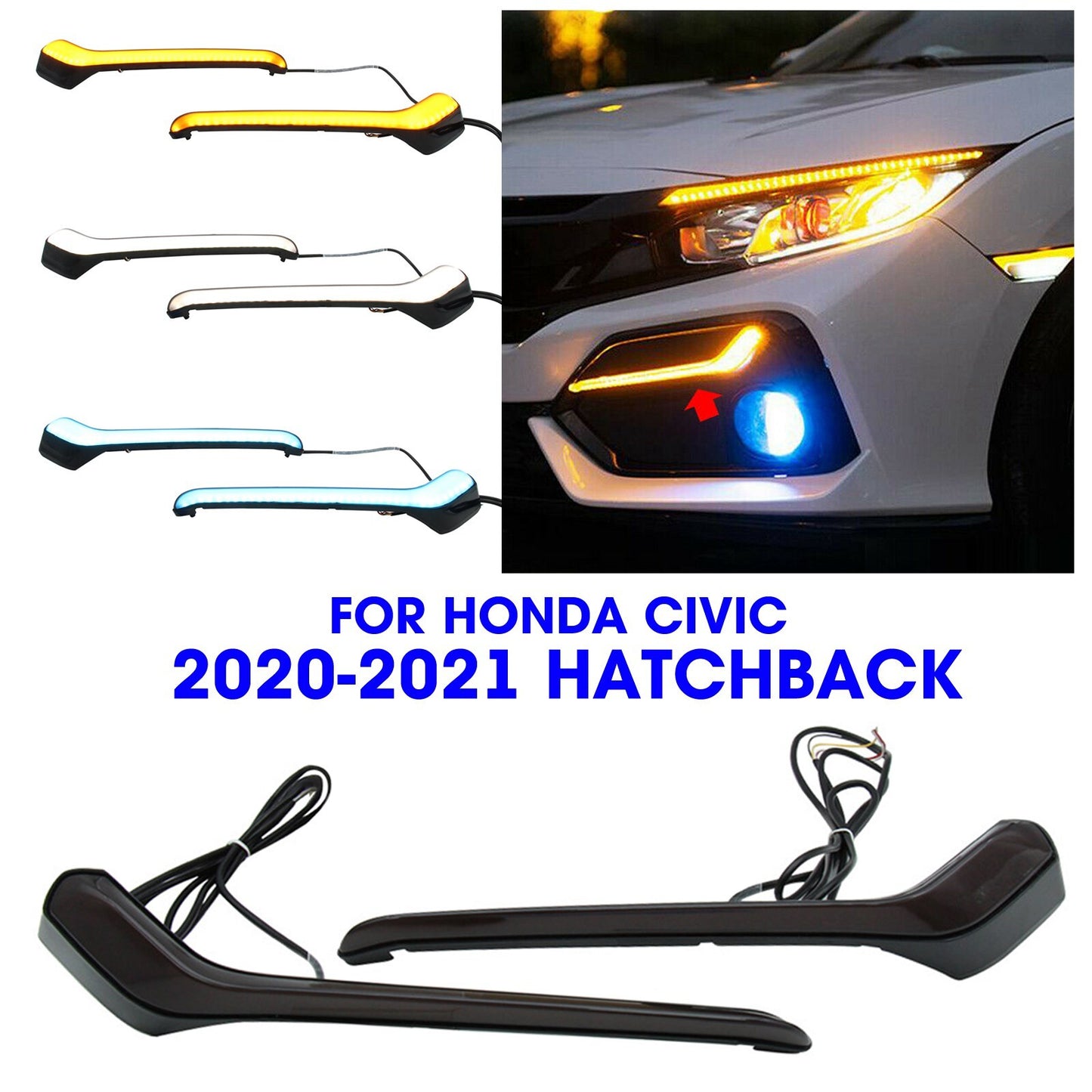 fit for Honda for Civic 20-21 Hatchback 2pcs LED Driving Lights /Turn Signal Light AT