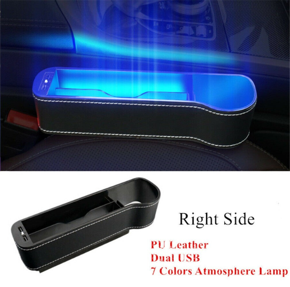 for Seat Gap Catcher Storage Box Car Right Side Cup Holder Organizer Pocket Dual-USB n