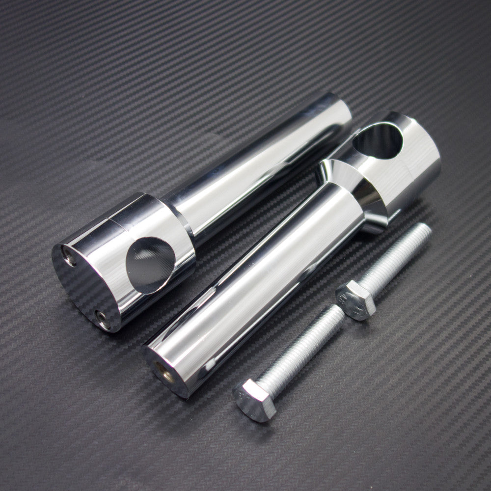 1Chrome Billet Round Handlebar Bar Risers Bars Mount Clamp for Harley for Honda Q