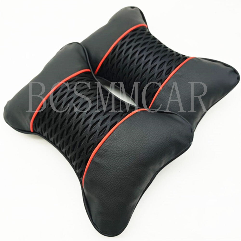Pair PU Leather Soft Car Pillows Headrest Neck Cushion Support for Seat Accessories Q