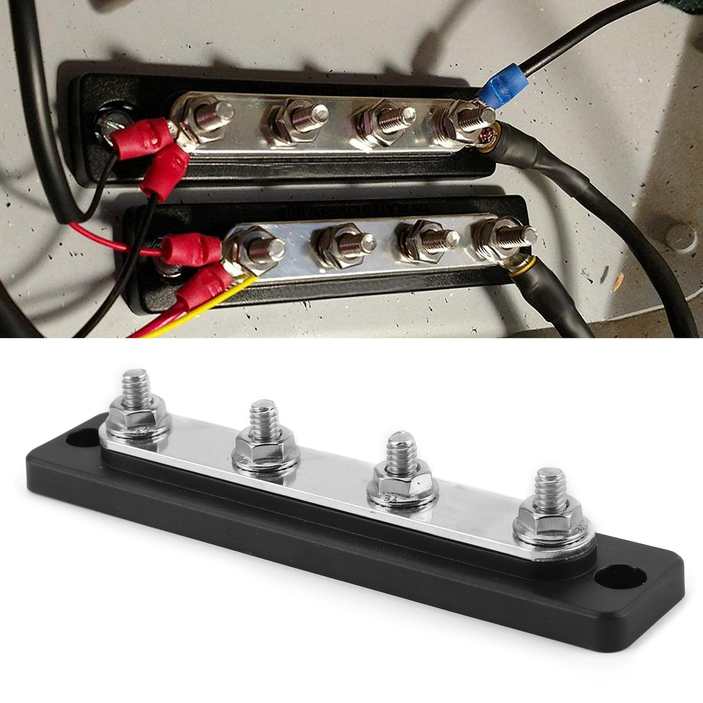 Hot Bus Bar 4Point Power Cable Terminals 100A Busbar Board Part For Trucks RVs