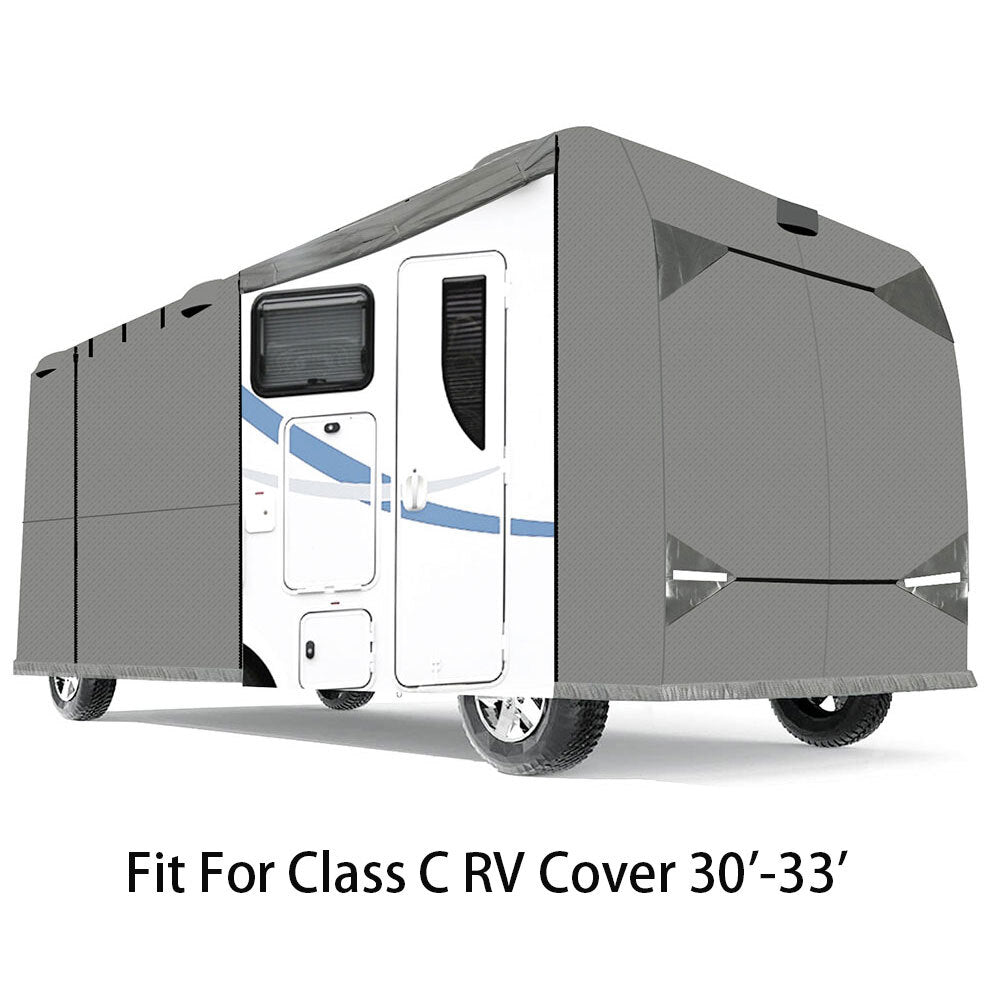 Suitable for Class A RVs, trailers, and campers (30-33 feet). Protective cover against dust, UV rays, and rain. n