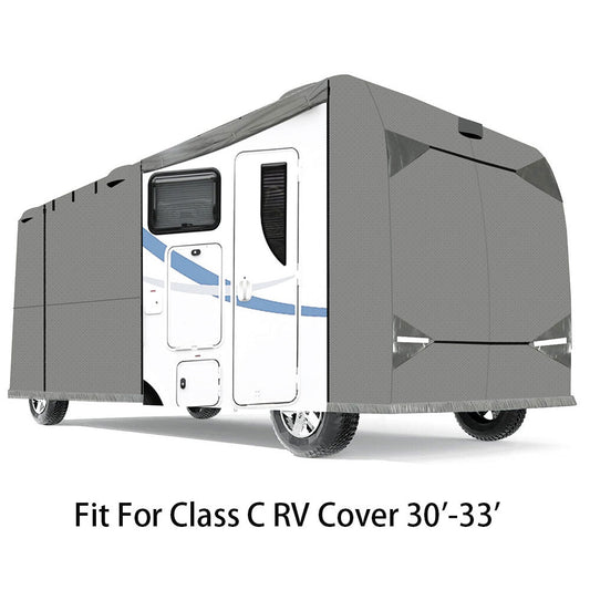 Suitable for Class A RVs, trailers, and campers (30-33 feet). Protective cover against dust, UV rays, and rain. n