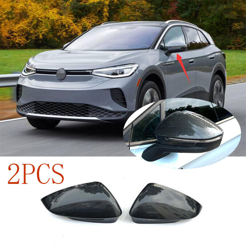 Carbon Fiber Car Exterior Rear View Mirror Cover Trim 2pcs for VW ID.4 2021-2023