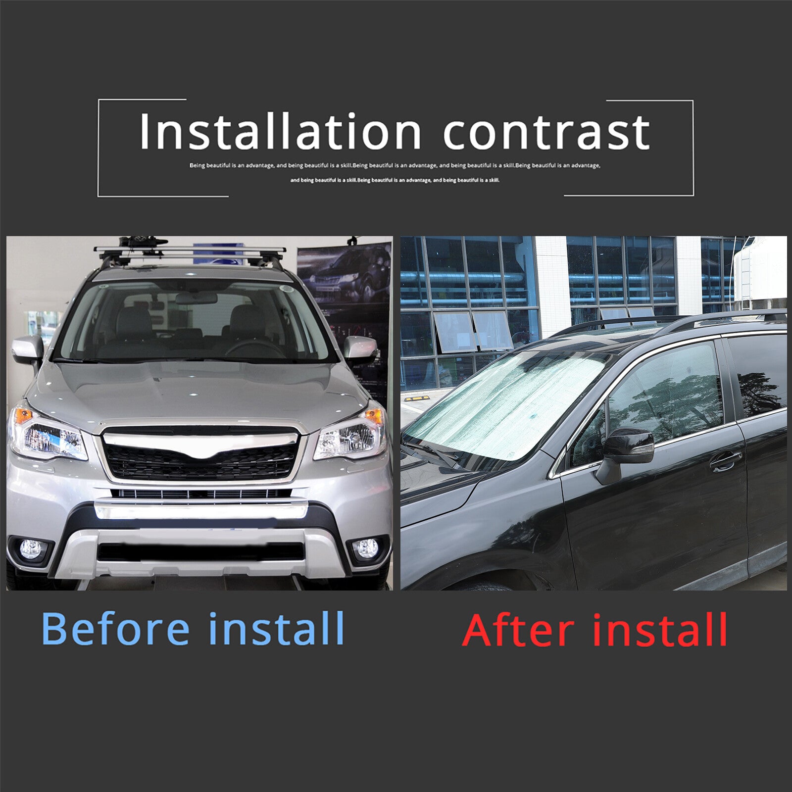 Full UV shield for Subaru Forester window sun visors (2013-2018) n