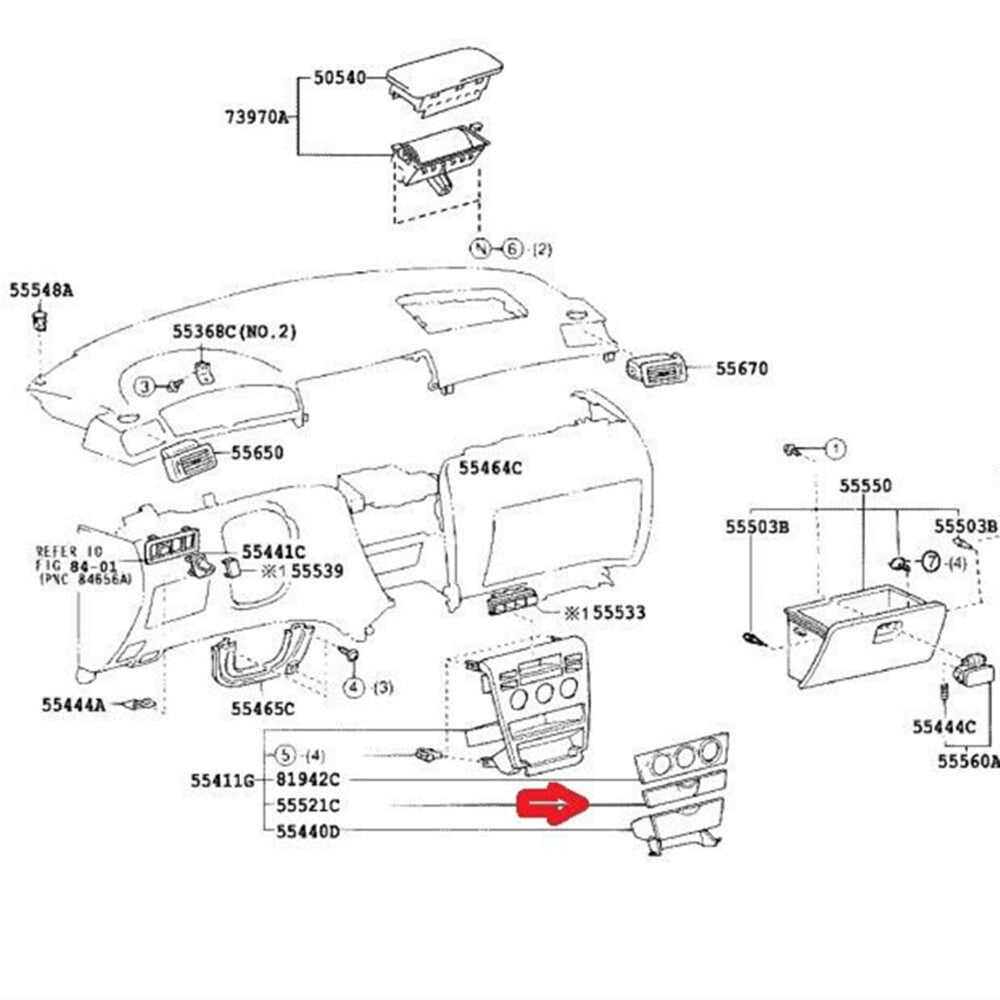 1x Front Instrument Panel Dash Plate 55520-02090-B1 for Toyota for Corolla 2003-2008 Q