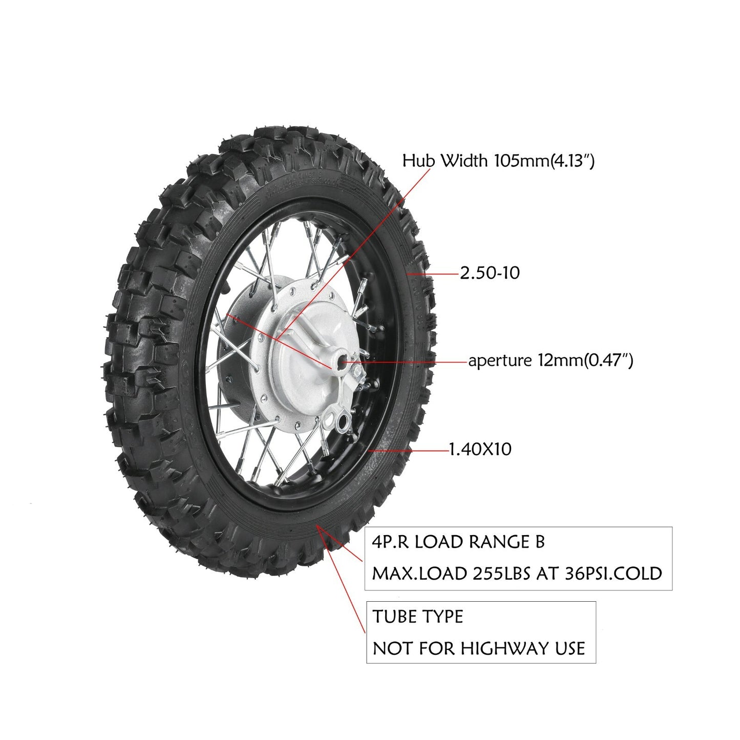 CRF50 front and rear wheels 2.5-10 tires, rims, drum brake kit, front fork, Dirt Pit bicycle
