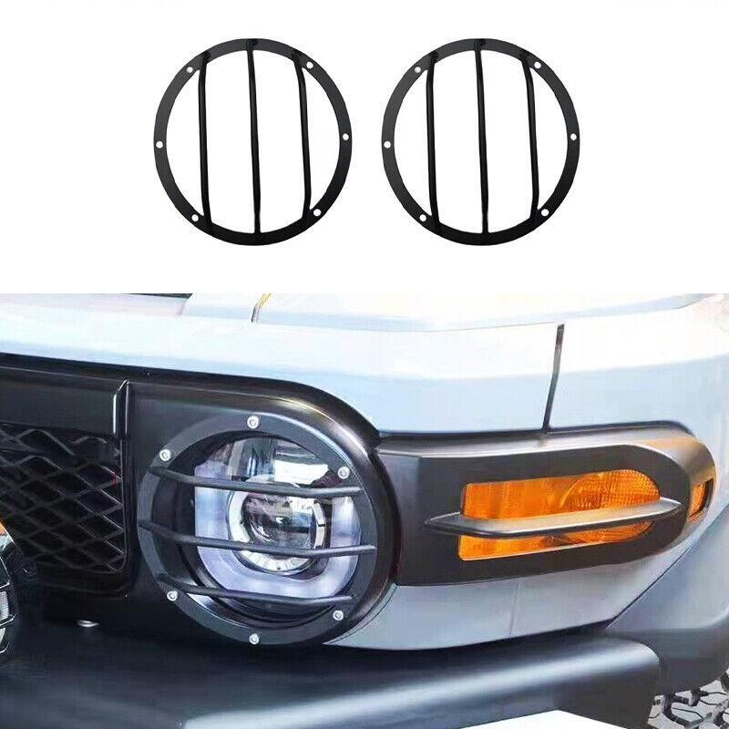 Black Iron Front Headlight Lamp Cover Trim 2pcs for Toyota FJ Cruiser 2007-2014