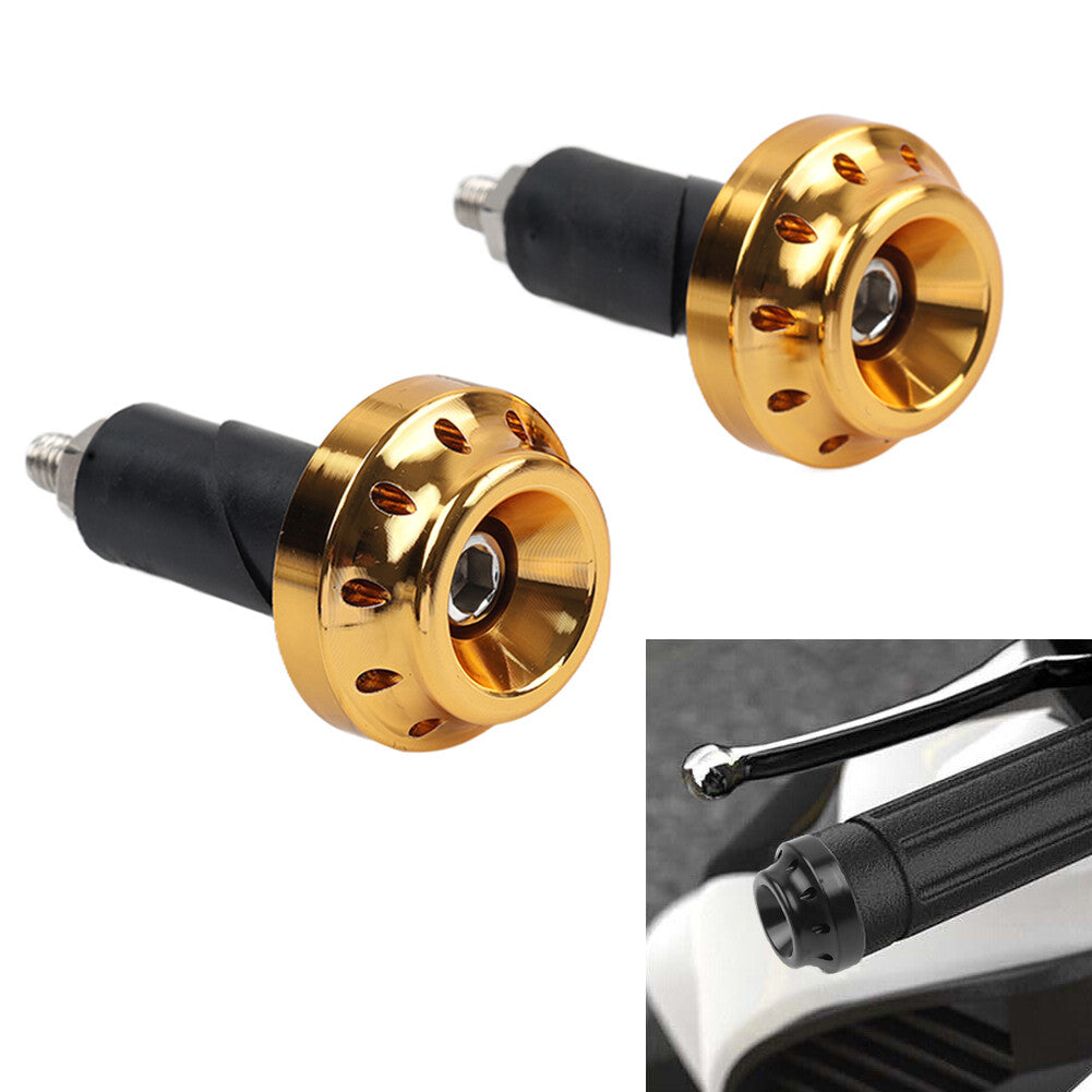 Motorcycle 7/8 1 Handlebar Grips Handle Bar End Cap Silder Plug Gold
